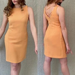 Vintage 90s Orange Sherbert Pastel Hourglass Wiggle Sheath Mini Dress size M
